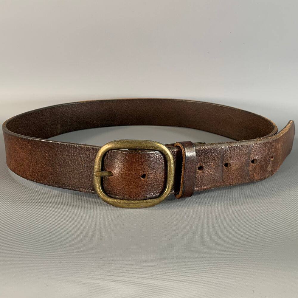 NO BRAND Size 38 Brown Dark Pebble Grain Leather Belt